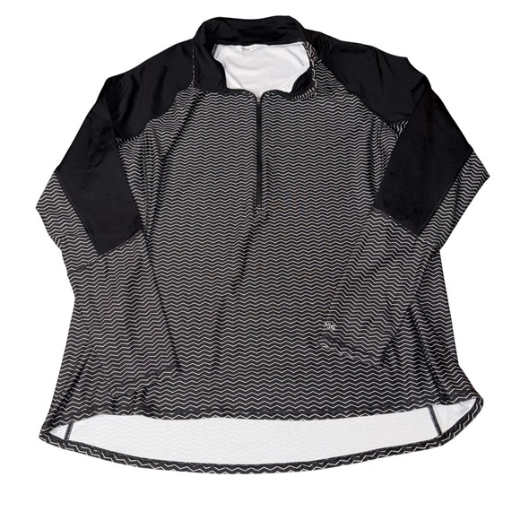 DSG Tops - DSG Women's Black White Chevron Print 1/4 Zip Long Sleeve Athletic Top 2X